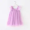 Girl Dresses Summer Dress For Baby Sling Sleeveless Square Collar Yellow Purple Pink Blue Green Mesh Princess Child Clothing E2200