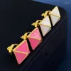 Stud Earrings Fashion Brand Elegant Pyramid Rivet Mini Punk Pink White Color Drip Oil Enamel Stones Women Party Jewelry Gift