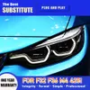 Передняя лампа для BMW F32 F36 M4 F82 425i Светодиодная фара 13-19 High Beam Angel Eye Projector Lens Lens Daytime Hunge Light Light STICHER Индикатор поворота