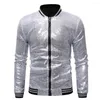 Vestes pour hommes hommes mâle paillettes élégant mince à manches longues veste de baseball manteau fermeture éclair costume de fête de mariage nuit clubwear