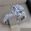 Cluster Ringe 2022 Luxus 925 Sterling Silber Verlobungsring für Frauen Jahrestag Geschenk Schmuck Großhandel Drop Lieferung Dh5H0