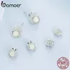 Pendientes BAMOER de Plata de Ley 925, concha de perla nocturna, piedra luminosa, joyería hipoalergénica que brilla en la oscuridad