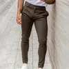 Herenbroek Verstelbare taille Ademend Slim Fit Zakelijk met enkellange schuine zakken voor heren Effen kleur Mid-broek