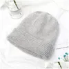 Beanie/Skull Caps Beanies Beanie/Skl Caps Autumn Winter Hair Hat Warm Hats Casual Women Solid Adt Cashmere Knitted Beanie With Color O Dhpei