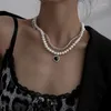 Pingente colares umka vintage link corrente coração colar feminino feminino 2024 moda pérola para mulher jóias presente
