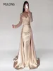 Robes de soirée Mulong élégant luxe Dubaï soirée pour femme 2024 O cou manches longues perles paillettes formelle robe de mariée de bal