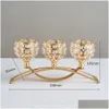 Candelabros Candelabro de metal Mesa de comedor de cristal Centros de mesa Candelabros Boda Navidad Decoración del hogar Gota Dh7Xh