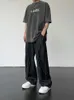 Erkekler hip hop düz kot pantolon bahar ve sonbahar yırtık patchwork denim erkek gevşek moda trend sokak kıyafetleri pantolon 240122