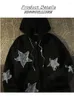 Hoodies femininos outono americano zip up hoodie para mulheres retro remendo estrela cardigan camisola unisex ins solto fino moletom y2k roupas 2024
