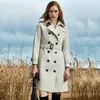 Coupe-vent mi-long classique avec ceinture pour femme, Trench-Coat de Style britannique, nouveau printemps/automne 2024