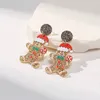 Dangle Brincos 2024 Natal Glitter Gingerbread Man Acrílico Encantos Gota Bonito Meninas Festa Jóias Presentes Atacado Aretes