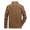 AutumnWinter korte pasvorm jas motorfiets lederen opstaande kraag pak herenkleding 240125