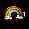 Vintage Love Rainbow Glass Pipe Bong hookah Dab Rig Original Factory hecho puede poner el INSIGNIA del cliente por DHL UPS CNE