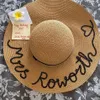 Party Favor Personalized Custom Heart LOGO Your Name Women Sun Large Brim Straw Outdoor Beach hat Summer Autumn Caps Honeymoon2707