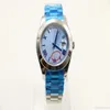 40MM Classical Mens automatic Watch Watches display round blue striped dial president strap stainless290q