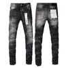 Lila Jeans für Herren, Designer-Jeans, Luxus-Jeans, gestapelte Hose, Biker-Stickerei, zerrissen für Trendgröße, Jeans für Herren, Tränen, europäische Jeans, Herren-Hosen für Herren, Y2