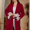 Abiti casual Abito da donna Arabo Abaya Abbigliamento Cerimonia Gonna Alta attesa Scollo a V Camicia da notte Rosso Musulmano Dubai Caftano marocchino