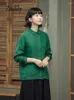 Bluzki damskie zadily 2024 Summer Korea w stylu Korea Line Green Green Shirt Casual Thin Button Up Ladies Bluzka Codzienna odzież