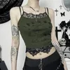 Kobiety damskie seksowne y2k goth punk czaszka spaghetti paski bodycon bez pleców bez rękawów 2000. estetyczne czarne plonowe top zbiornikowy zbiornik na kamisole