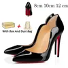 مع Box Red Bottoms Heels المصممون High Heel 8cm 10cm 12cm Dress Shoes Suitureys Pump Platfor