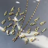 Charms A-Z Letter Name Initials Gold Color Diy Earrings Necklace Designer Jewelry Making Supplies Micro Pave CZ Pendant288K