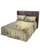 Bed Skirt Wood Grain Plant Butterfly Retro Elastic Fitted Bedspread With Pillowcases Mattress Cover Bedding Set Sheet