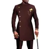 Costume de Style indien pour hommes, veste longue et pantalon, ensemble 2 pièces, Blazer formel à simple boutonnage pour marié, smoking de mariage, XS-5XL