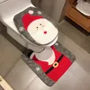 Toalettstol täcker julskyddet och mattan set 2st noovens flanell tyg överrock fall xmas hem badrumstillbehör
