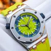 роскошные часы Мужская версия высокой версии Наручные часы Механический автоматический браслет Сталь сапфир водонепроницаемая резина DIVER 300M Diver Diver "Lime Green" MINT!15710ST БЕЗ коробки