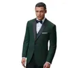 Men's Suits Luxury Wedding For Groomsmen Green Full Set Black Peaked Lapel Elegant 3 Piece Jacket Pants Vest Regular Length 2024