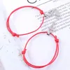 Charm-Armbänder, rotes geflochtenes Armband, gewebt, herzförmiger Schmuck, Nylon, verstellbar