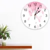 Horloges murales dégradé floral rose imprimé horloge moderne silencieux salon décor à la maison montre suspendue