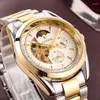 Zegarek chenxi moda luksusowy złoty zegarek Mężczyźni Tourbillon zegarki Księżyc Faza szkieletowy Automatyczny mechaniczny Montre Homme