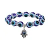 Модный браслет из бисера Sier Color Strand, браслеты на руку с голубыми глазами и ладонями для женщин, цепочка из бусин, винтажные ювелирные изделия, женские капли, доставка Dhmgt