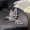 Pendants 925 Sterling Silver Sparkling White AAA Zircon Hummingbird Pendant Necklace With Chain Creative Chokers Animal Jewelry