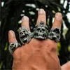 Cluster Rings Cool Fashion Boy Skull Knight Ring Smycken och Gothic Steampunk Men's Devil Party grossist