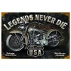 Peinture sur métal Les légendes de moto ne meurent jamais, panneaux en étain en métal, décoration murale, panneaux de motard pour homme, grotte, café, Pub, Club, affiches de moto Harley