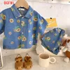 Clothing Sets 2-7Y Summer Siblings Children's Denim Suit Korean Fashion Sunflowers Kid Clothes Girls Shirt Shorts 2-piece Set Baby Boys