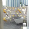 Wall Stickers 10Pcs American Style Golden Marble Pattern Tiles Sticker Kitchen Backsplash Oilproof Cupboard Waterproof Art Decals Dr Dhvfx