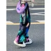 Pantalon femme coréen Y2K couleur Graffiti femme surdimensionné Hip Hop sport décontracté jambe large pantalon Streetwear américain