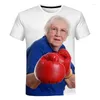 Męskie koszulki moda starszy lady lizanie czerwonej popsicle 3D T-shirt kawaii babcia zabawna nona koszula swobodne topy 6xl