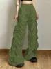 Pantaloni da donna DEAT Pieghettato Splice Design Pantaloni a vita elastica alta per le donne 2024 Moda autunno Gamba larga Casual femminile 11XX4546