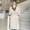 IEFB Fashion Male Autumn Spliced Long Trench Coat High Qualtiy Men Loose Lapel Double Breasted Windbreaker With Belt 9D0946 240118