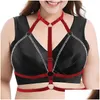 Jarretières Harnais Busty Femmes Lingerie Y Collier Accessoires Plus Taille Corps Élastique Bondage Restrictions Sangles Bdsm Bas Jarretière Drop Dhdpz