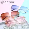 Sonnenbrille OCYCO 2024 Mode Dame Oversize Randlose Quadratische Biene Frauen Männer Kleine Gläser Gradienten Sonne Weibliche UV400