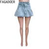 Jupes FAGADOER mode Denim plissé Mini jupes femmes taille haute a-ligne Jean jupe bleu décontracté bouton correspondant bas Streetwear J240202