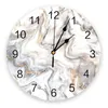 Wall Clocks Abstract Graffiti White Marble Round Clock Acrylic Hanging Silent Time Home Interior Bedroom Living Room Office Decor