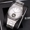 Стильные водонепроницаемые серебряные часы с маховиком, мужские автоматические механические часы с 2 указателями, наручные часы 262t