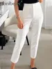 Women's Pants Aonibeier Elegant Grey Women Ankle Traf 2024 Spring Zipper High Waisted Office Lady Suit Pant Female Trousers Y2K Casual