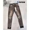 Stilista di moda di strada Viola Uomo Nero Elasticizzato Elastico Jeans strappati Bottoni Fly Pantaloni di marca Hip Hop Jeans per donna Pantaloni neri bianchi